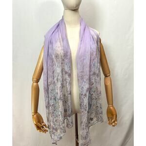 Tahari Handmade 100% SILK Long Purple Violet Scarf
